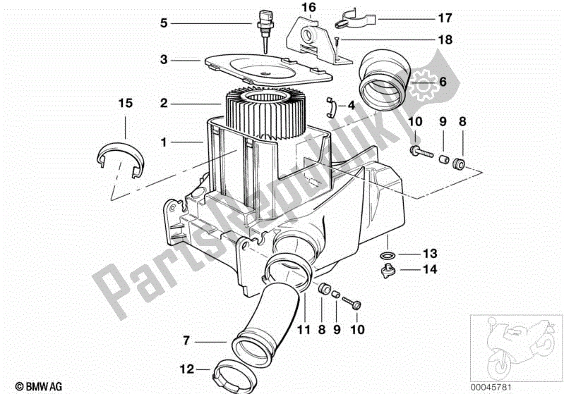Alle onderdelen voor de Inlaatgeluiddemper / Filterpatroon Inlaatgeluiddemper / Filterpatroon van de BMW R 1150 RS 22 2001 - 2004