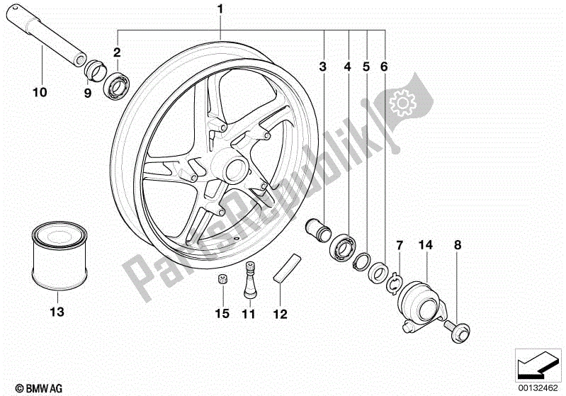 All parts for the Cast Rim, Front of the BMW R 1150 RT 22 2001 - 2006