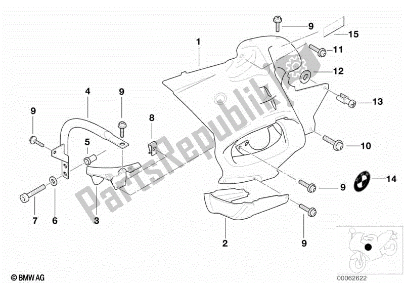 All parts for the Fairing Side Section of the BMW R 1150 RT 22 2001 - 2006