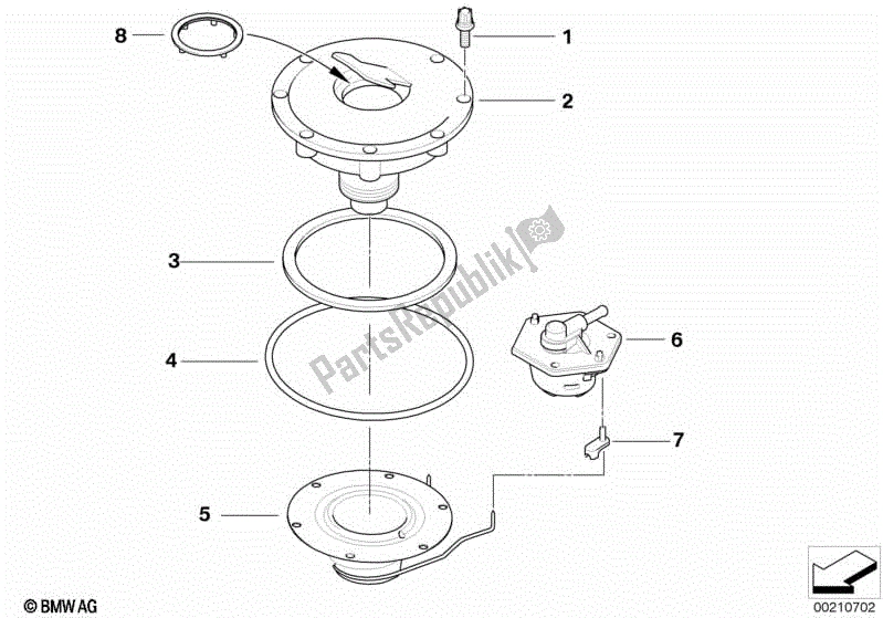 All parts for the Filler Cap of the BMW R 1150 RT 22 2001 - 2006