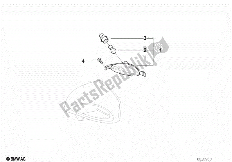 All parts for the Front Turn Indicator of the BMW R 1150 RT 22 2001 - 2006