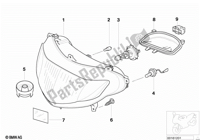 Alle onderdelen voor de Koplamp van de BMW R 1150 RT 22 2001 - 2006