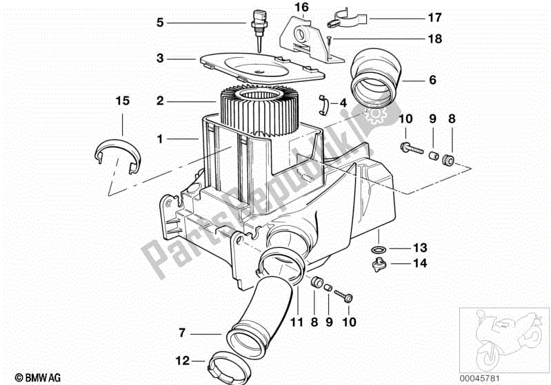 Alle onderdelen voor de Inlaatgeluiddemper / Filterpatroon Inlaatgeluiddemper / Filterpatroon van de BMW R 1150 RT 22 2001 - 2006