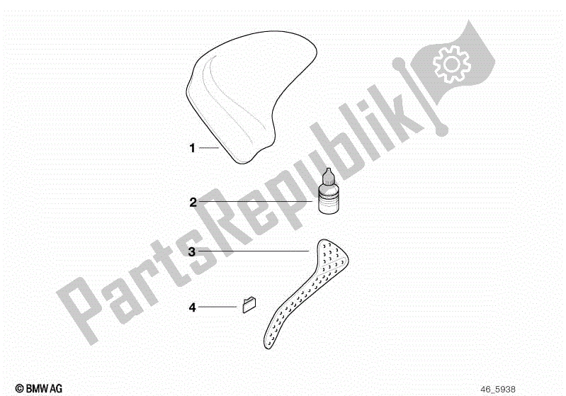All parts for the Knee Pad/foot Pad of the BMW R 1150 RT 22 2001 - 2006
