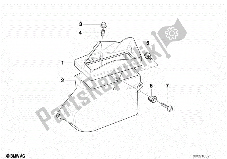 All parts for the Left Oddments Tray of the BMW R 1150 RT 22 2001 - 2006