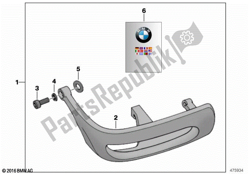 All parts for the Left Safety Bar, Plastic of the BMW R 1150 RT 22 2001 - 2006