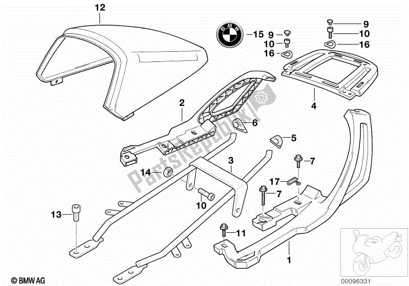 All parts for the Luggage Carrier of the BMW R 1150 RT 22 2001 - 2006