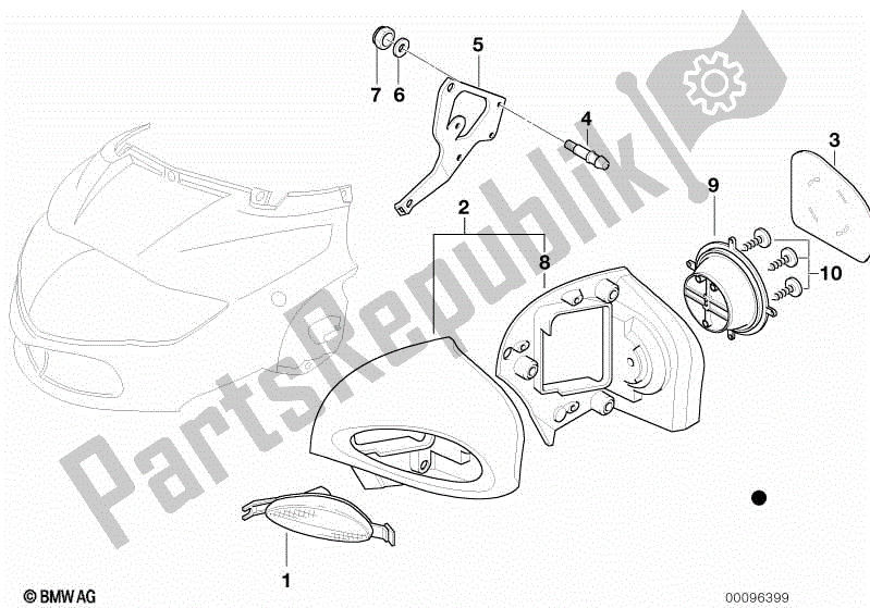 All parts for the Mirror of the BMW R 1150 RT 22 2001 - 2006