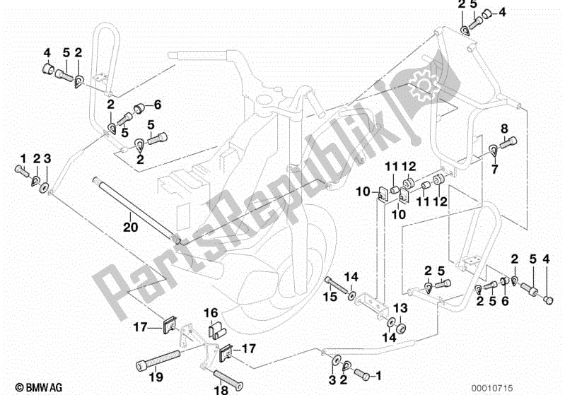 All parts for the Mounting Parts F Protection Bar of the BMW R 1150 RT 22 2001 - 2006