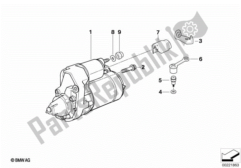 All parts for the Starter of the BMW R 1150 RT 22 2001 - 2006