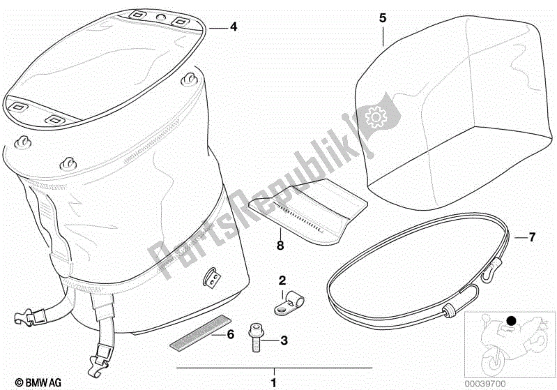 Toutes les pièces pour le Sacoche Débardeur 99 du BMW R 1150 RT 22 2001 - 2006