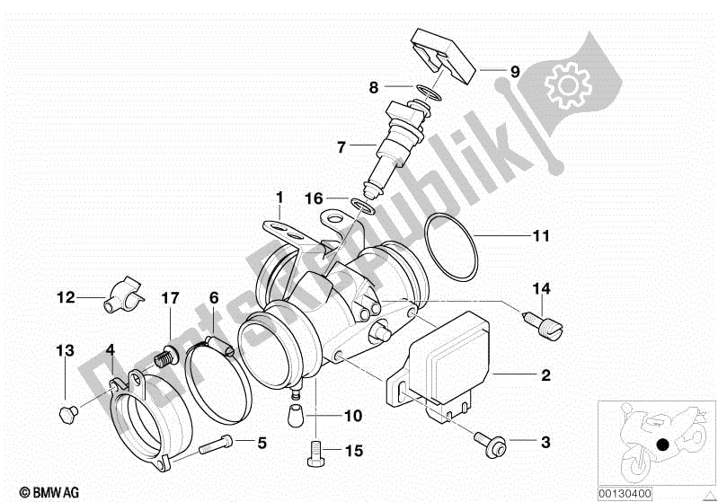 All parts for the Throttle Housing Assy of the BMW R 1150 RT 22 2001 - 2006