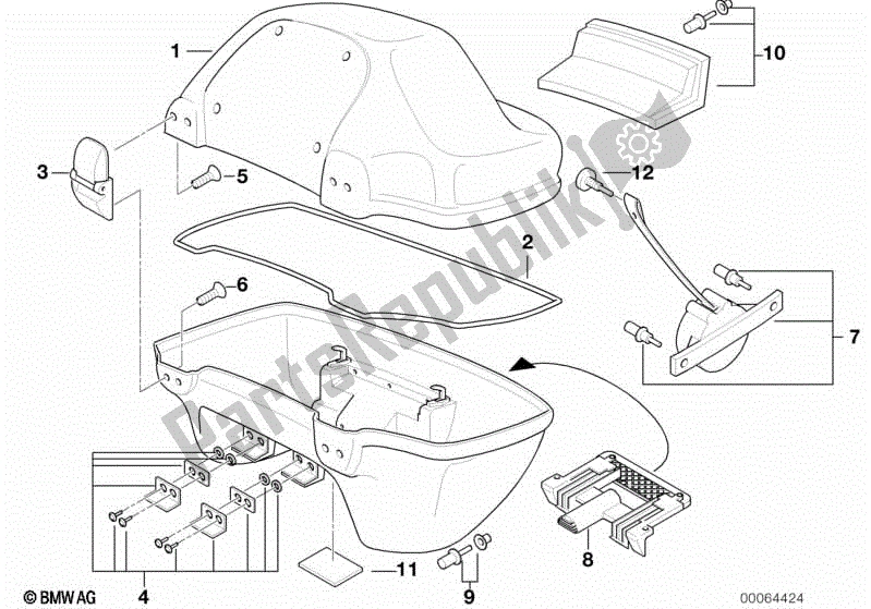 All parts for the Top Case, Single Parts of the BMW R 1150 RT 22 2001 - 2006