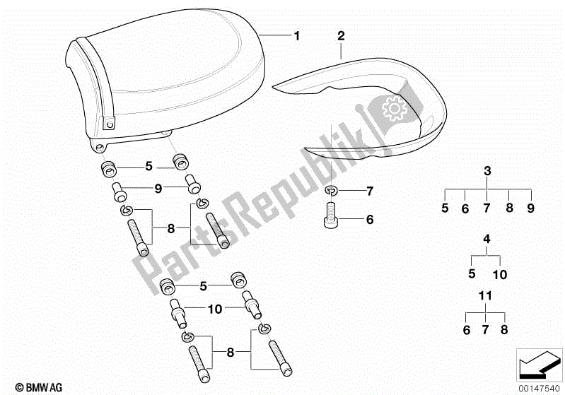 Toutes les pièces pour le Siège Passager Confort du BMW R 1200C 59C1 2004