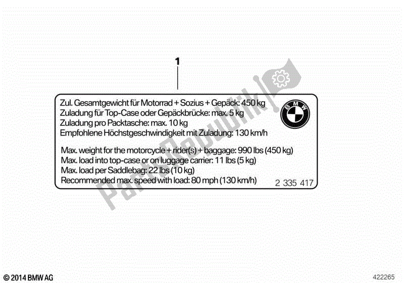 Toutes les pièces pour le Notice D'instructions, Charge Utile du BMW R 1200C 59C1 2004