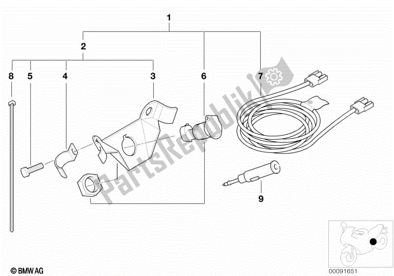 Tutte le parti per il Kit Di Retrofit, Presa del BMW R 1200C Indep  59C3 2000 - 2003