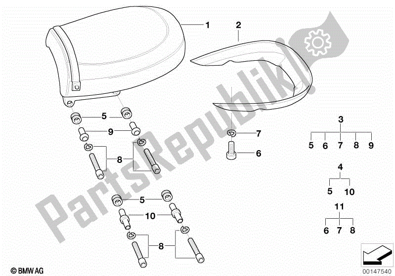 Todas las partes para Asiento De Pasajero Confort de BMW R 1200C Indep  59C3 2004
