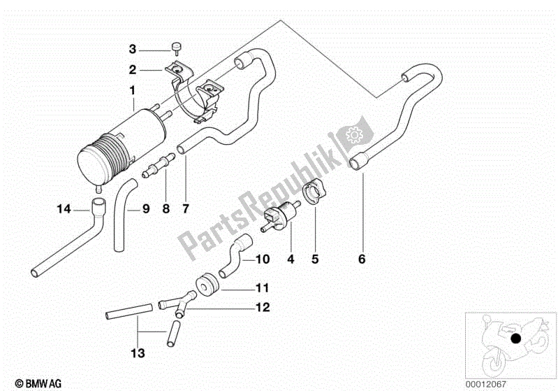 Todas as partes de Filtro De Carvão Ativado / Ventilador De Combustível do BMW R 1200 CL K 30 2002 - 2004