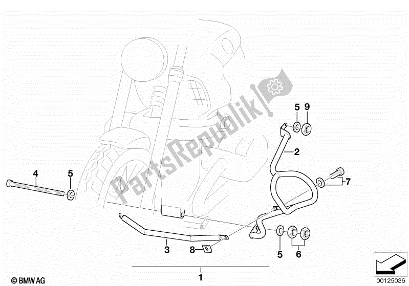 Alle onderdelen voor de Veiligheidsbeugel Vooraan van de BMW R 1200 CL K 30 2002 - 2004