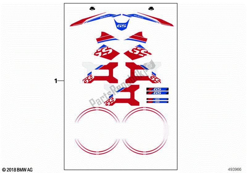 Alle onderdelen voor de Aufkleber-set Gs - 2017 van de BMW R 1200 GS K 25 2004 - 2007