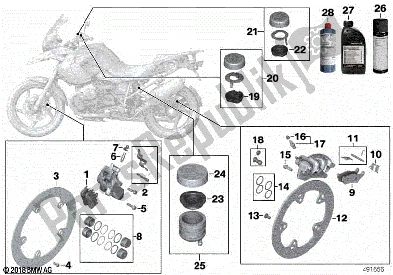 Alle onderdelen voor de Rem Service van de BMW R 1200 GS K 25 2004 - 2007