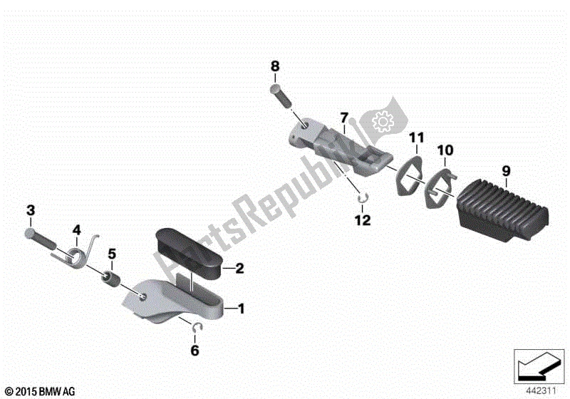 Alle onderdelen voor de Voorste En Achterste Voetsteunen van de BMW R 1200 GS K 25 2004 - 2007