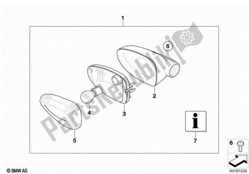 Alle onderdelen voor de Install. Kit Richtingaanwijzers, Wit van de BMW R 1200 GS K 25 2004 - 2007