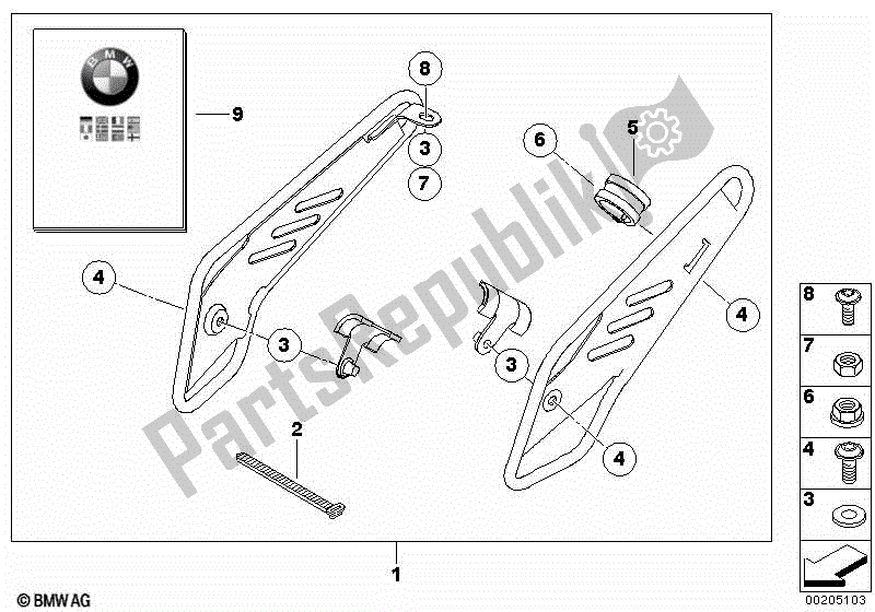 Todas las partes para Kit, Protector De Cuadro de BMW R 1200 GS K 25 2004 - 2007