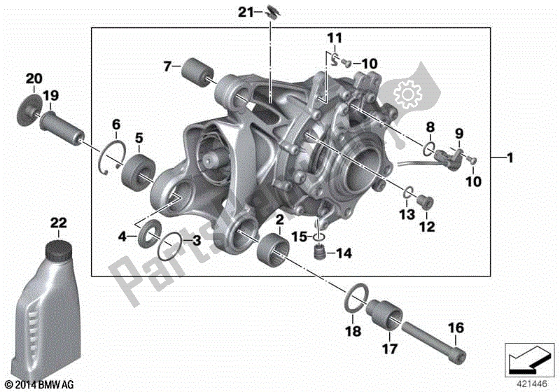 Alle onderdelen voor de Haakse Versnellingsbak Integraal Abs Gen. 1 van de BMW R 1200 GS K 25 2004 - 2007