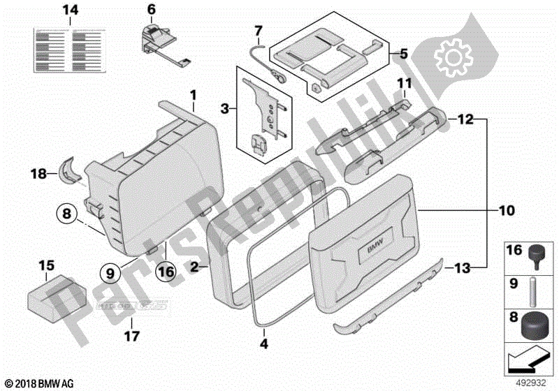 Todas las partes para Piezas Individuales Para Top Case Variable de BMW R 1200 GS K 25 2004 - 2007