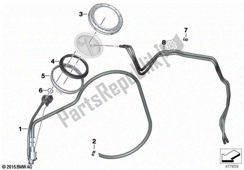 Alle onderdelen voor de Zuigende Jetpomp Met Lijnen van de BMW R 1200 GS K 25 2004 - 2007