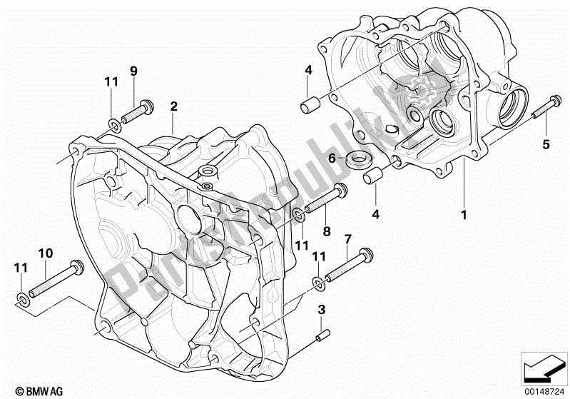 Alle onderdelen voor de Transmissiehuis van de BMW R 1200 GS K 25 2004 - 2007