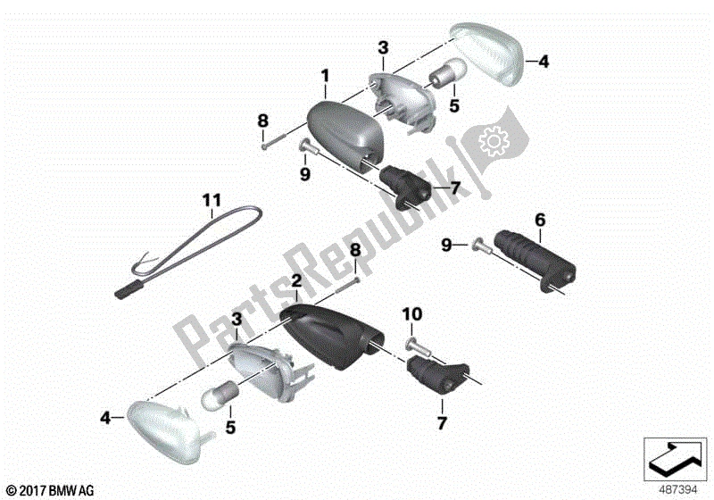 Alle onderdelen voor de Witte Richtingaanwijzers van de BMW R 1200 GS K 25 2004 - 2007