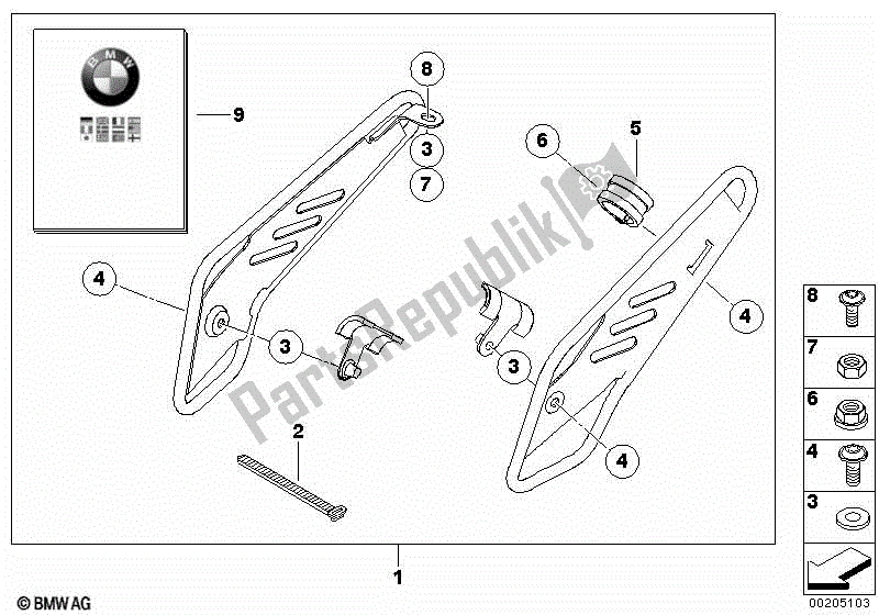 Todas las partes para Kit, Protector De Cuadro de BMW R 1200 GS K 25 2008 - 2009