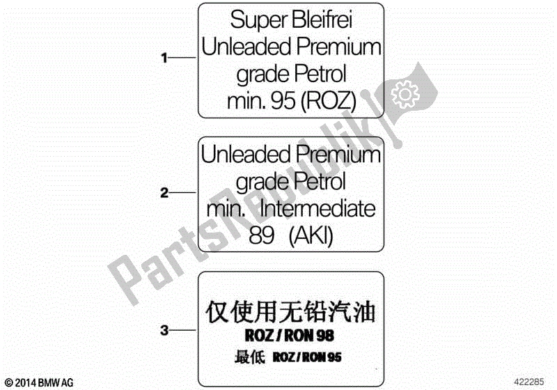 Todas las partes para Etiqueta De Aviso Para Combustible de BMW R 1200 GS K 25 2008 - 2009