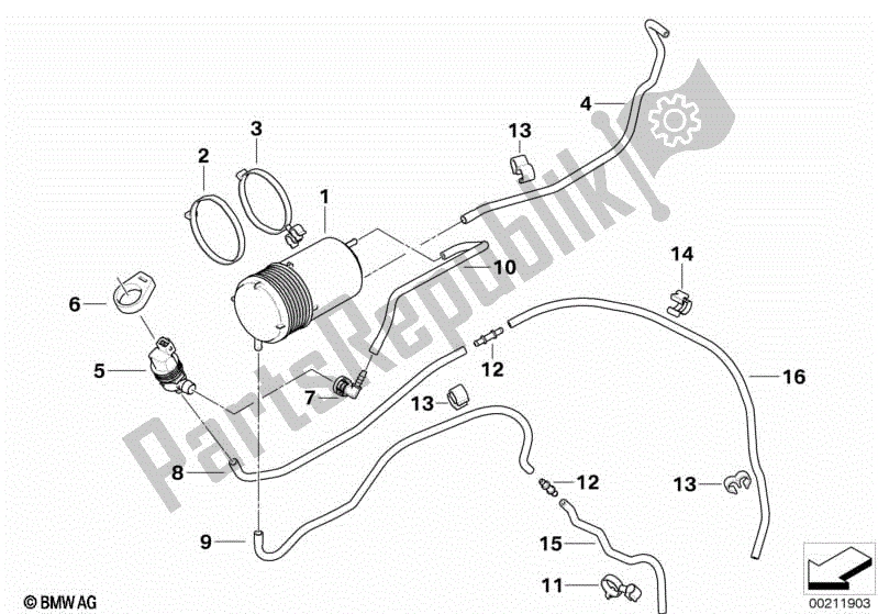 Alle onderdelen voor de Actief Koolfilter / Brandstofventilator van de BMW R 1200 GS K 25 2010 - 2013