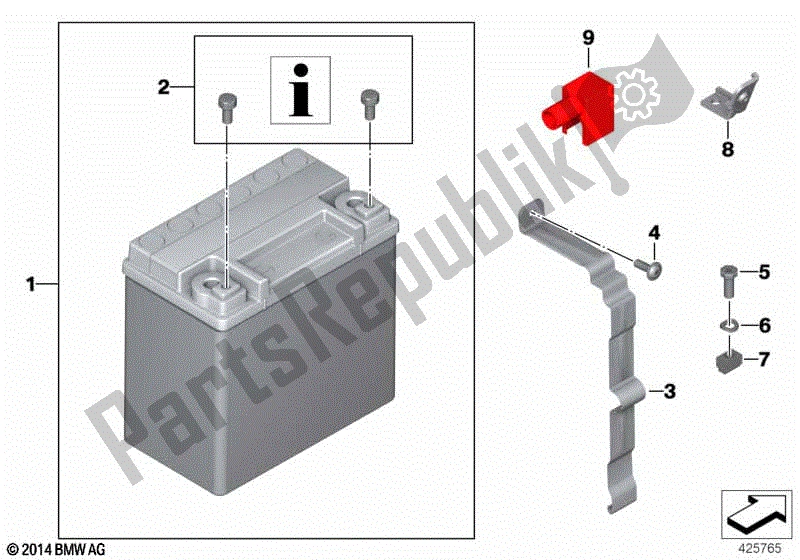 All parts for the Battery With Bracket of the BMW R 1200 GS K 25 2010 - 2013