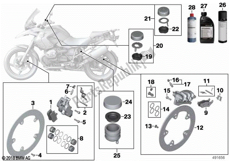 Alle onderdelen voor de Rem Service van de BMW R 1200 GS K 25 2010 - 2013