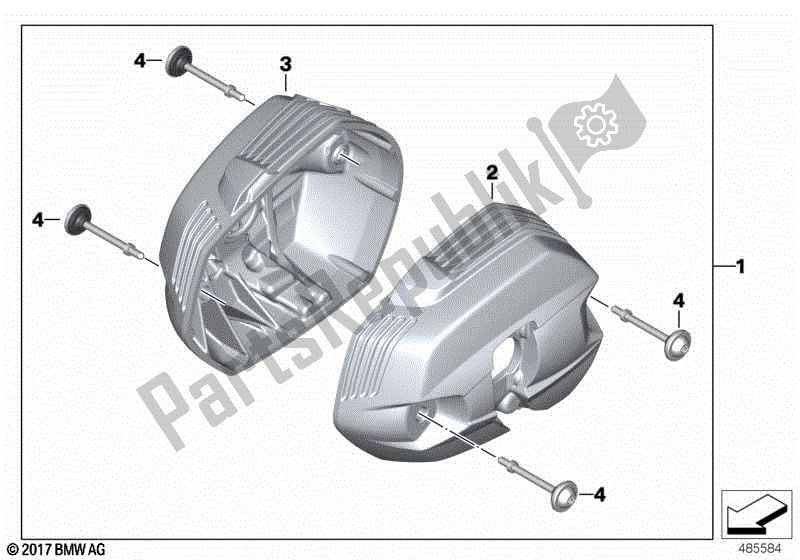 Todas las partes para Tapa De Culata De Cilindro, Cromada de BMW R 1200 GS K 25 2010 - 2013