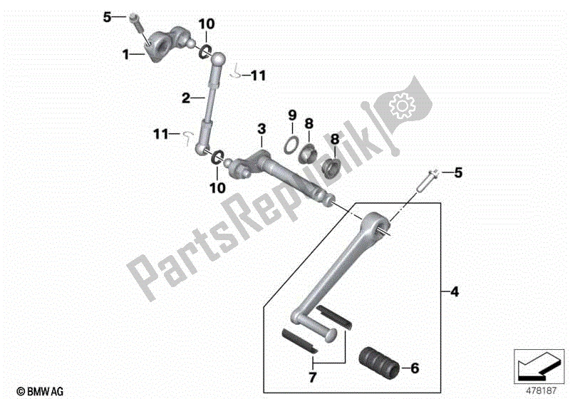 Alle onderdelen voor de Externe Versnellingspook Onderdelen / Schakelhendel van de BMW R 1200 GS K 25 2010 - 2013