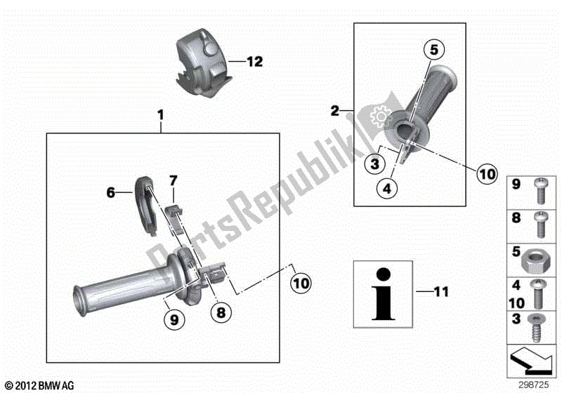 Todas las partes para Empuñadura De Manillar, Calefactable de BMW R 1200 GS K 25 2010 - 2013