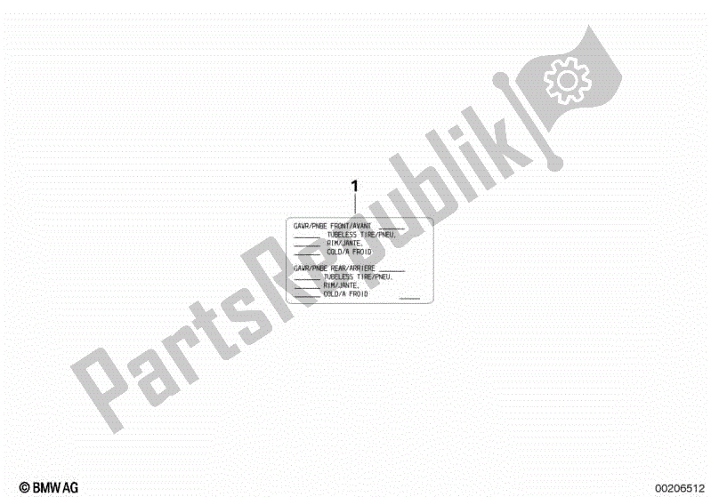Alle onderdelen voor de Kennisgeving Sticker Voor Banden Usa / Can van de BMW R 1200 GS K 25 2010 - 2013