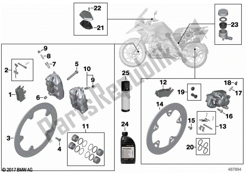 All parts for the Brake Service of the BMW R 1200 GS K 50 2012 - 2016