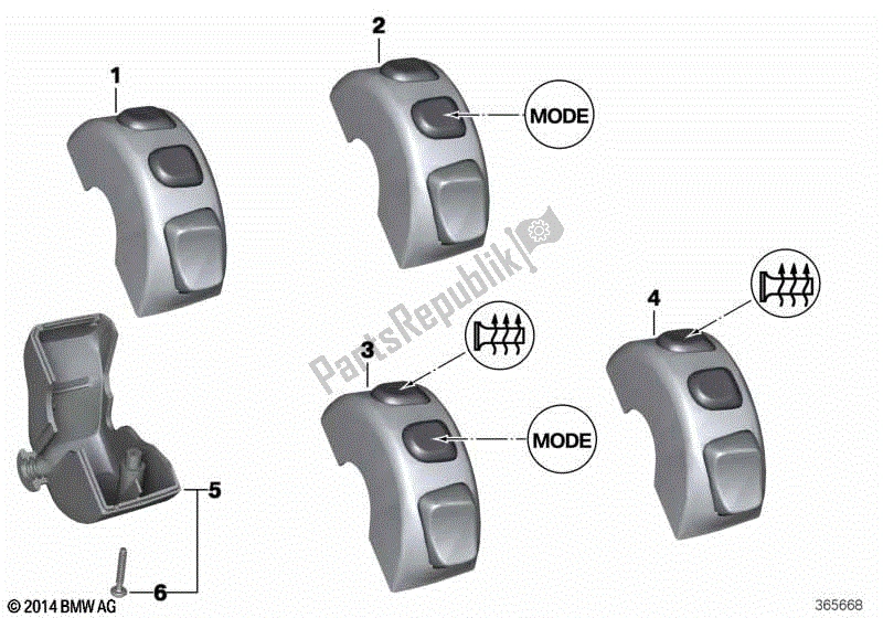 Todas las partes para Interruptor Combinado, Manillar, Derecho de BMW R 1200 GS K 50 2012 - 2016