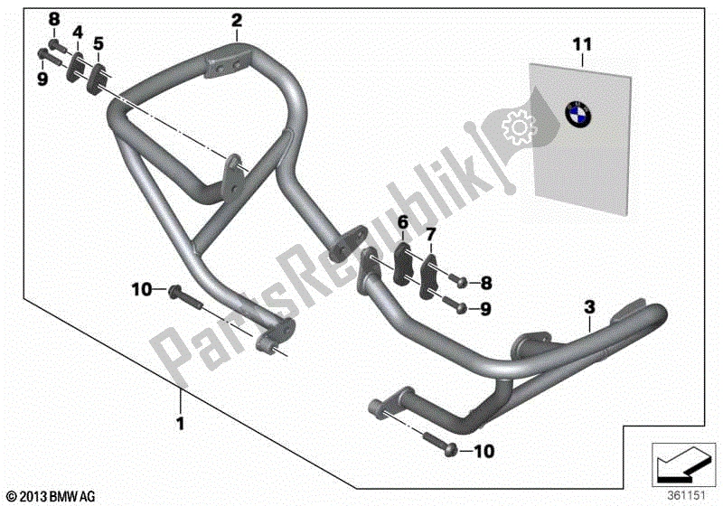 Todas las partes para Barra De Protección Del Motor de BMW R 1200 GS K 50 2012 - 2016