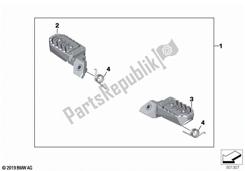 Todas las partes para Reposapiés Ajustable de BMW R 1200 GS K 50 2012 - 2016