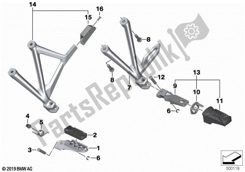 Todas las partes para Reposapiés Delantero Y Trasero de BMW R 1200 GS K 50 2012 - 2016