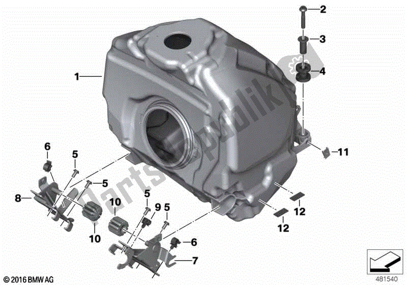 Todas las partes para Hardware De Montaje Del Tanque De Combustible de BMW R 1200 GS K 50 2012 - 2016