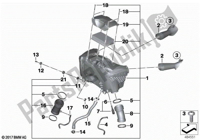 Todas las partes para Silenciador De Admisión / Cartucho De Filtro Silenciador De Admisión / Cartucho De Filtro de BMW R 1200 GS K 50 2012 - 2016