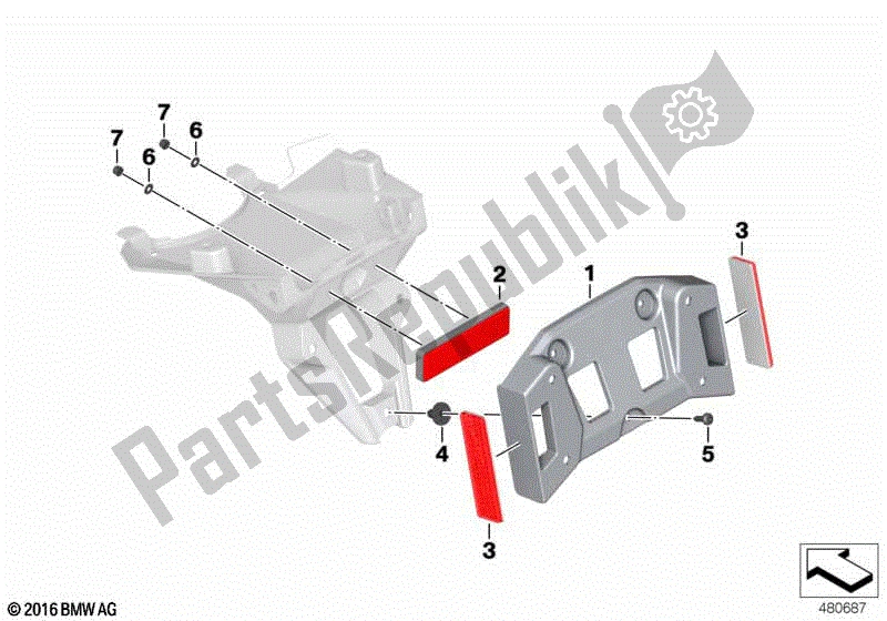 Todas las partes para Soporte De Matrícula Nosotros / Reflectores de BMW R 1200 GS K 50 2012 - 2016